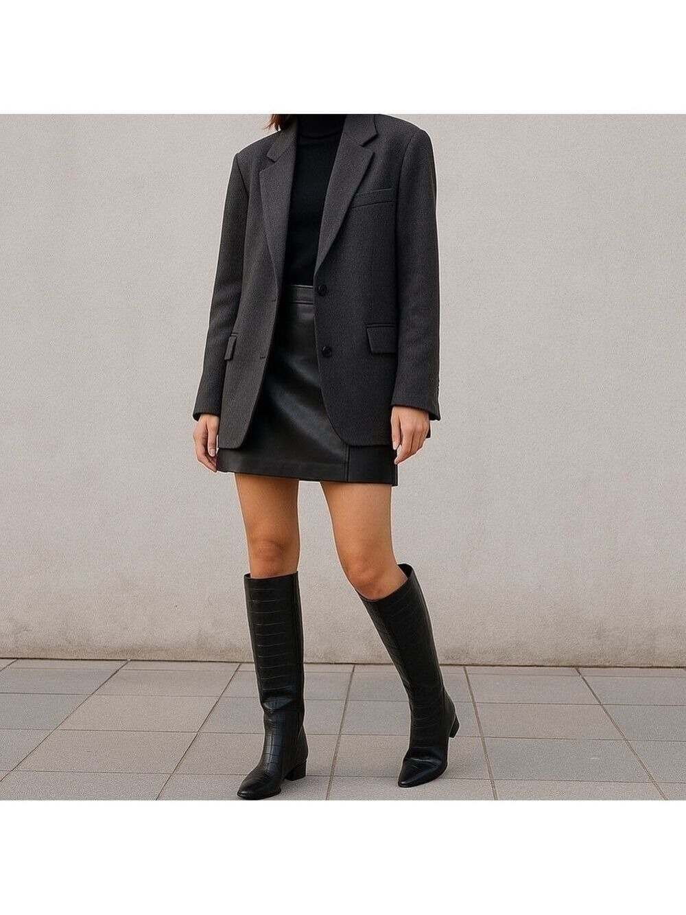 NWT, NWOB $210 Gianni Bini Black Croc-Embossed Leather Knee-High Boots - Picture 6 of 9